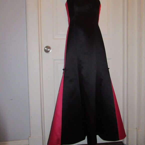 Gunne Sax Trumpet Dress Mermaid Gown Rose Red Black 5/6 Jessica McClintock Bows - Picture 14 of 16